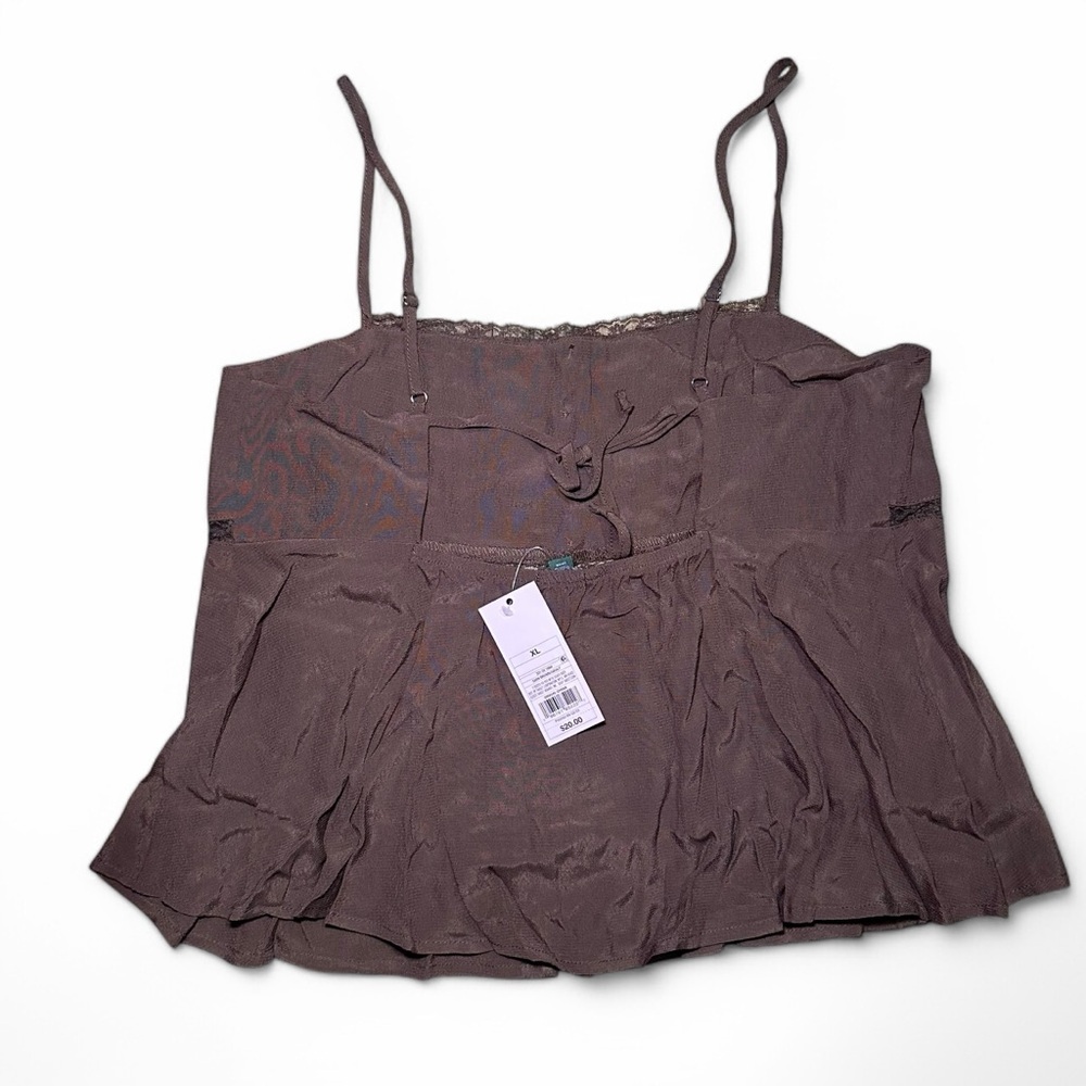 NWT Wild Fable Brown Taupe Camisole Lace Babydoll Button Y2K Style XL - Picture 2 of 3